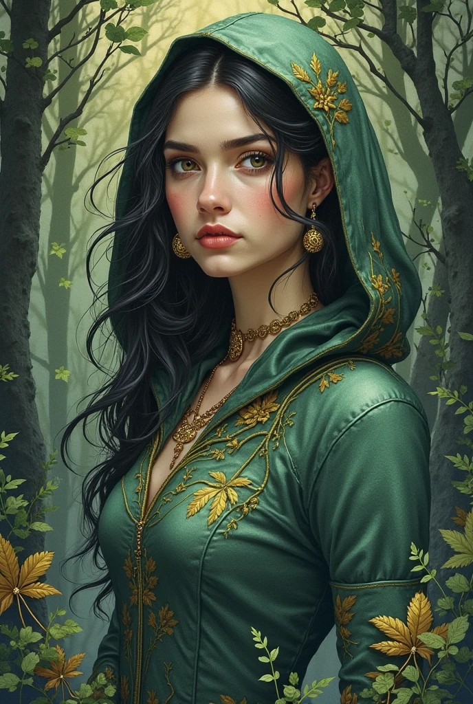 Katherine Langford, wearingelegant sexy clothes, stand in the forest, character portrait, 4 9 9 0 s, long hair, intricate, elegant, highly detailed, digital painting, artstation, concept art, smooth, sharp focus, illustration, art by wlop, charlie bowater and alexandra fomina