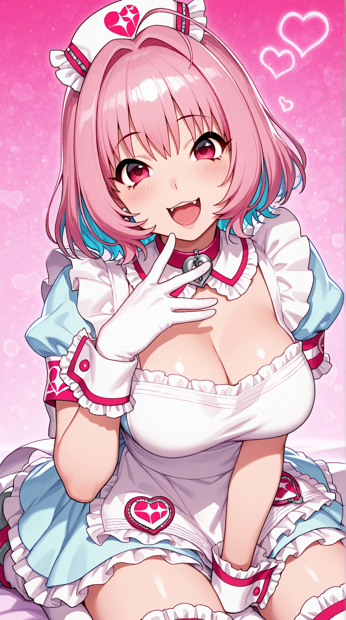 ((gigantic breast)),((Perfect body,))((Super beautiful,))((High quality,))Looking at Viewer, (((usada hikaru,usada hikaru (Di Gi Charat),pink hair,pink eyes,twintail hair,Bunny ear hairband,))),collar,Heavy breathing, sweat, Sweaty and wet all over,nsfw,Speech,((half open eyes,one close eyes)),scared glaring shyly,Smile,paizuri,breasts blowjob,breast squeeze,sweat, semen,cum on hair and face,holding her breast with both hands,penis,ejaculating penis,cum on face and hair,erect penis ejaculating
