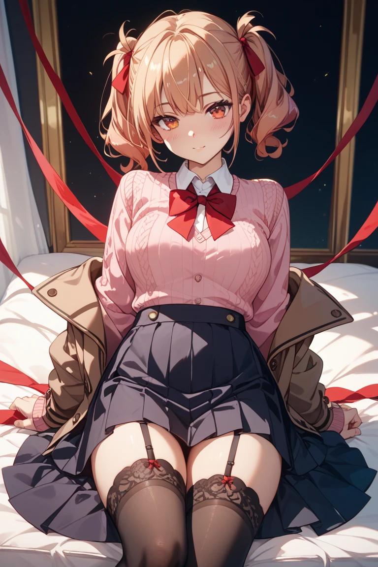 Genshin impact girl, lie in bed, gagged, tied tightly with big ropes