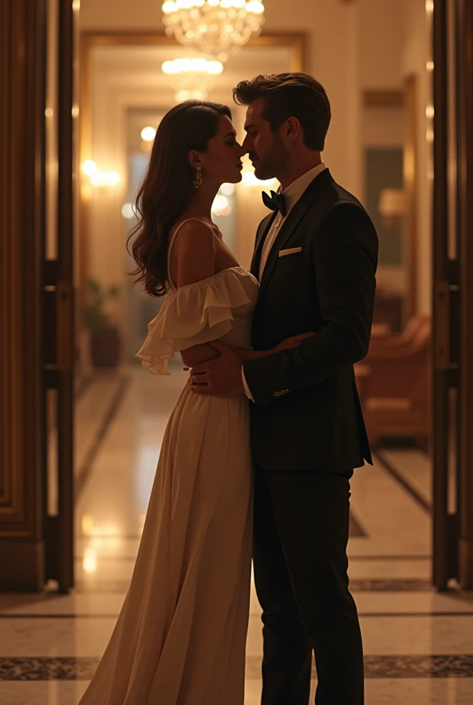 ethereal photo of an elegant couple, Brazilian nationality, tanned skin, emerging from swirls of smoke and red and black vapors, Peter Lindbergh style, masterpiece of complex art, foreboding, golden ratio, Trend in CGSeteration, intricate, epic, trend in ArtStation by artgerm, highly detailed, vibrant, production cinematic character rendering, very high quality model