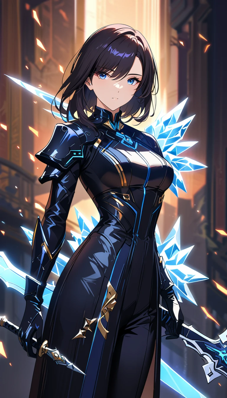 black hair, shiny hair, crystal hair, hair slicked back, evil smile, Surrealism, アニメ, glowing light, 8k, super detail, uhd, retina, masterpiece, accurate, anatomically correct, textured skin, super detail, high details, high quality, award winning, best quality, highresVery very cool man、suit、all back、Short Hair