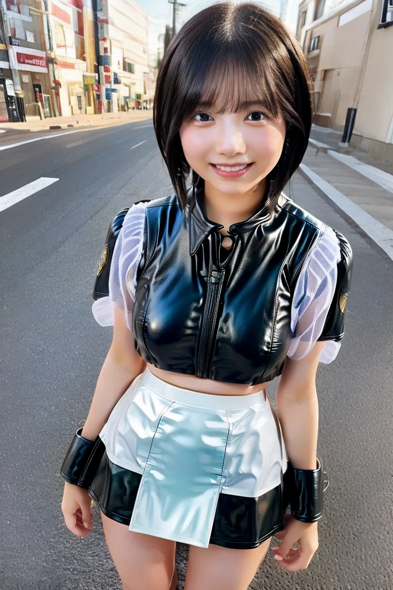 (masutepiece:1.3), (Best movie quality:1.2), (Very detailed settings:2), (Soft+Artistic lighting), (1boy), short blue hair, (Eyes+yellow+Red:1.4), (multicolored eyes+Heterochromia), Wear cyberpunk clothing, Futuristic, tech, city scenery (Robots around)0.4], Take in dramatic views.