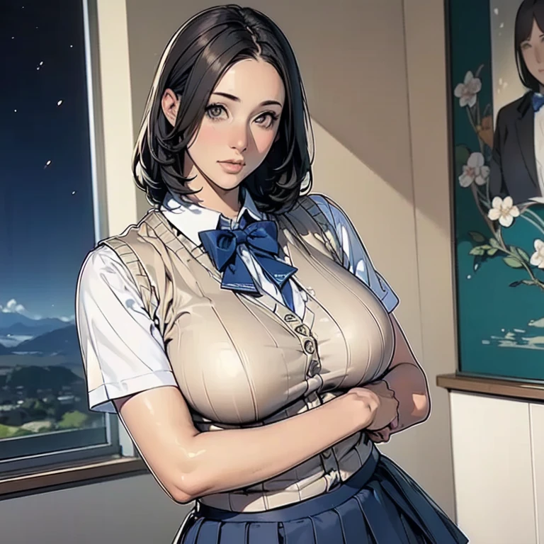 <lora:DOA_Sayuri_lora4:0.9>,
best quality, (8k), (4k),(Masterpiece), (3d), (Best Quality), extremely detailed, game cg, intricate, hyper detailed, illustration, Beautiful body,Beautiful Nose,Beautiful character design, perfect eyes, perfect face,
(1girl:1.2), (portrait:1.3), indoors, (pov), (teacher), milf, (mature female:1.3), classroom, chalkboard, from below, table,
(black legwear thigh highs), curvy, (black garter straps), high-waist skirt, (pencil skirt), thighhighs, (white shirt), suit, (necktie),
(teaching), standing, big breasts, looking at viewer, long hair, (open_eyes), (smile), (big eyes),