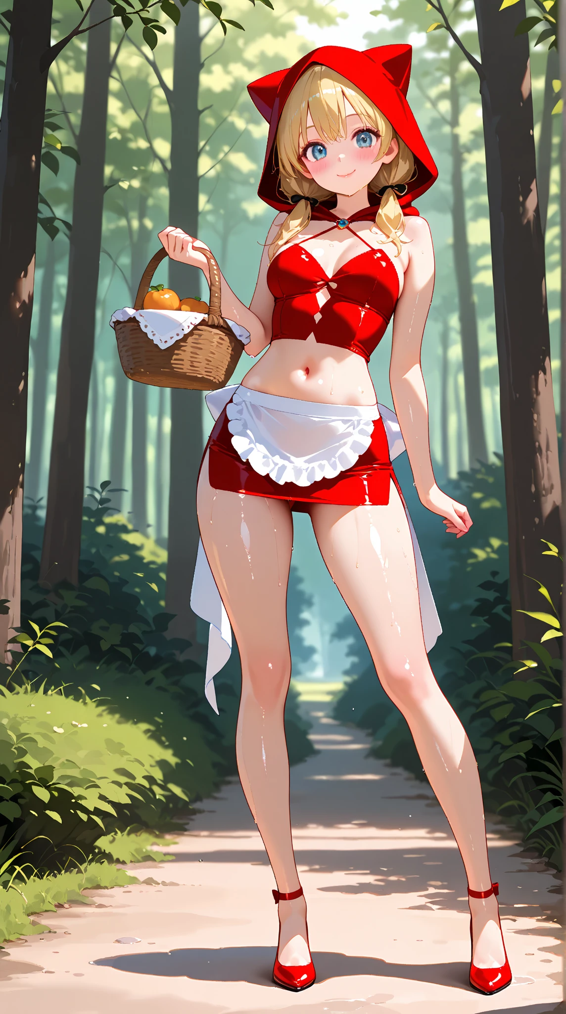 masterpiece, best quality, highres, serena \(pokemon\), short hair, blue eyes, 1girl, solo, blue ribbon, eyelashes, black thighs, neck ribbon, sleeveless, bangs, collarbone, bare arms, pink dress, red coat, pink hat, outdoor, sitting, back, turning back to the viewer, looking over shoulder, smile, skirt raised, showing underwear, panties, tight panties, red panties, hands on hips, pregnant, advanced pregnancy.