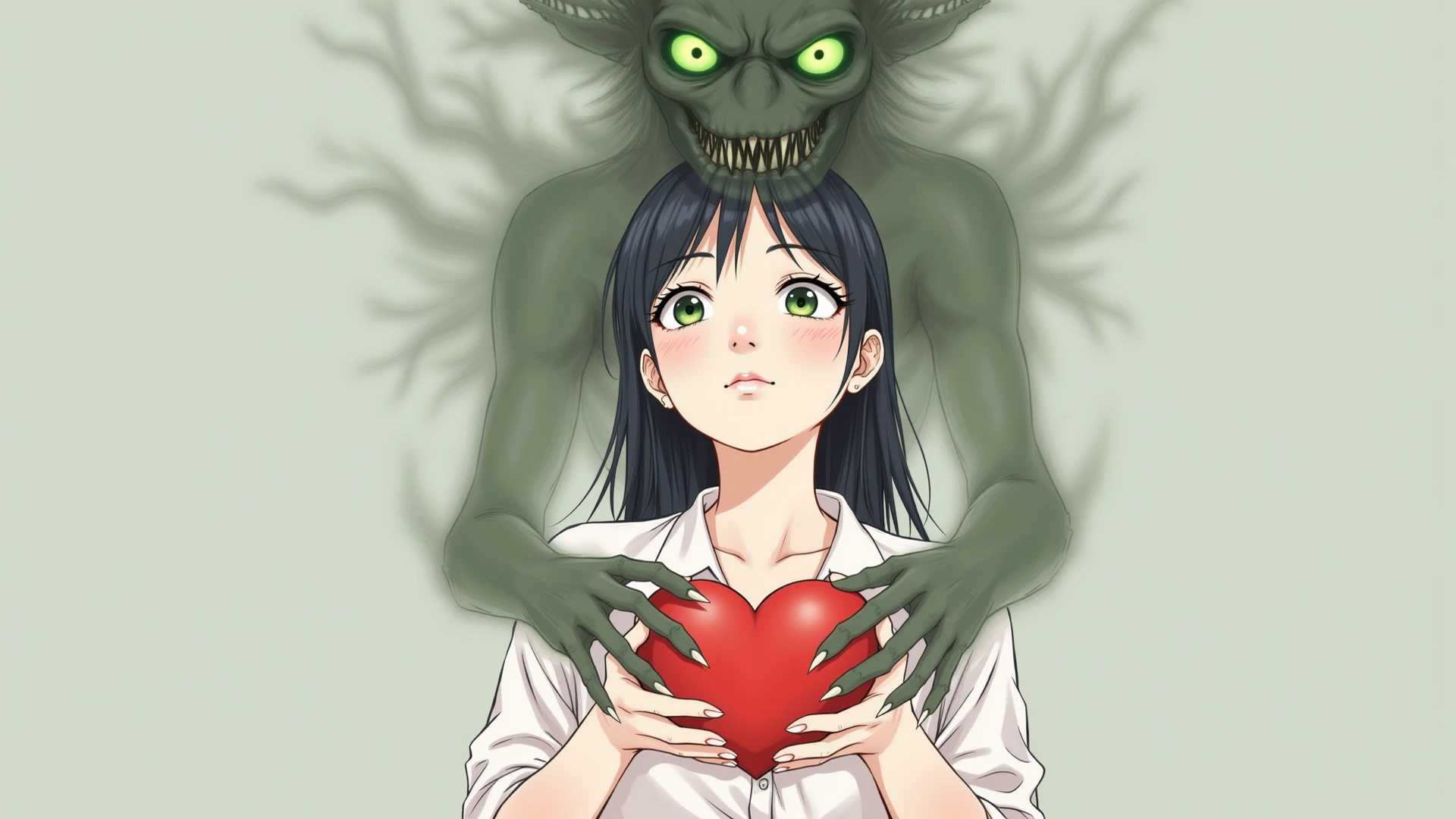 Close-up of a person holding a book with a creepy face., horror manga, horror illustration, horror wallpaper aesthetic, Junji, this work of art, horror!! Highly detailed, horror art, elegant horror artwork, ( ( ( horror art ) ) ), horror fantasy art, This is Junji's art style., detailed 4k horror artwork, nightmare illustration, horror concept art