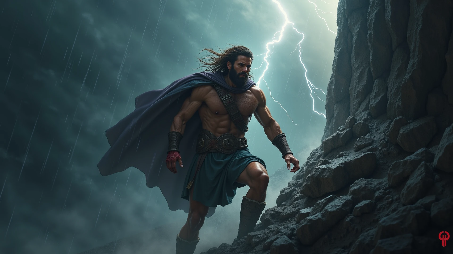 warrior man with big sword, muscular man of micro loincloth with bulge, sword in hand, (upward bulge in micro loincloth:1.2), city background, bright and gleaming sword, quality image, best quality, in attack position, realistic details, magic particles, whole body image, clothes with golden details, long hair tied, scar on face, image catching all body, boots with golden details, blood particles, golden armor, uncovered abdomen, micro leather thong, scar on chest, part of leather armor, manly man, man with big hair, big bulky muscles, whole body, medieval scenery, photo particles, rays of sunlight in the background, full body image, whole glass appearing in photo, medieval city background, Medieval setting, hair flying in the wind, (bulge upward erection:1.2)