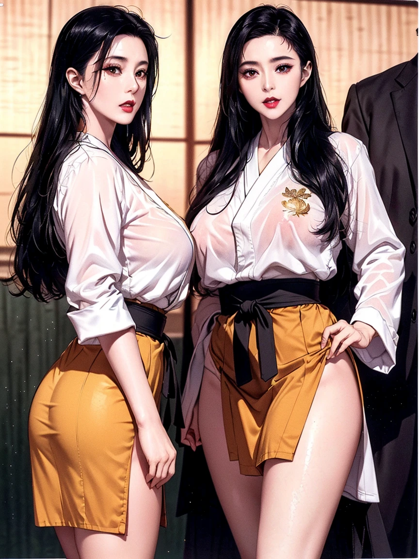 Sexy women in a naval uniform pants and crop top