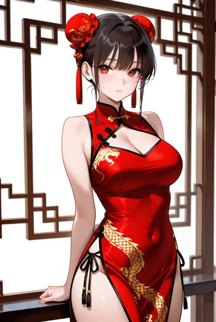 Empress in red Chinese dress、Angry