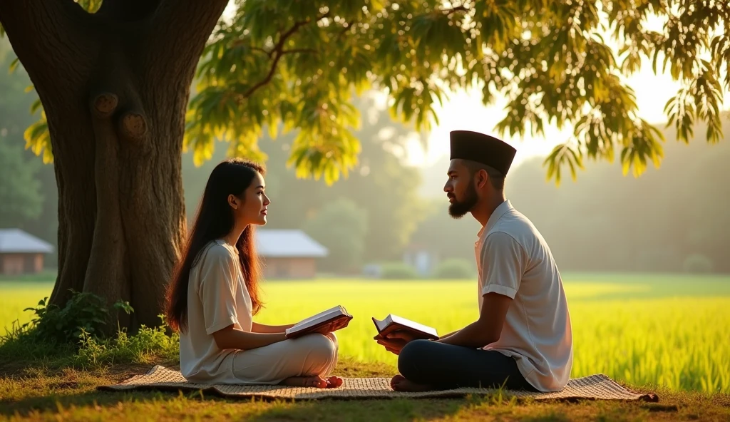 Male and female muslim read a book in jungle
Sky glow