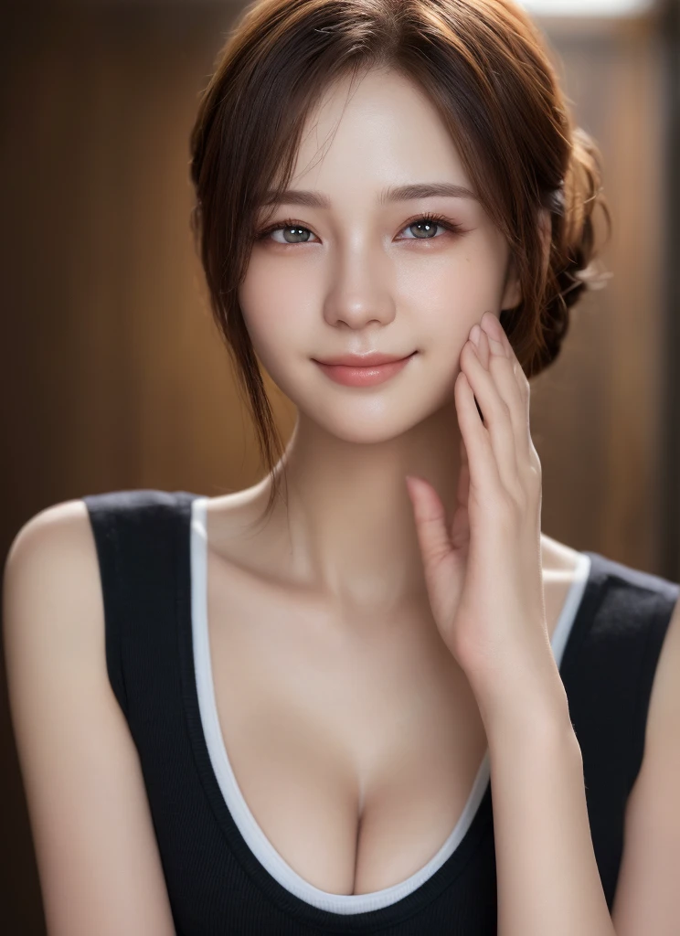 High quality, Shiny skin, (masutepiece:1.4), (8K, Photorealsitic, Raw photo, Best Quality: 1.4), japanes, (1girll), Beautiful face, (Realistic face:1.4), Beautiful hairstyle, Beautiful detailed eyes, (Best Ratio Eyes:1.5), Attractive, hight resolution, Ultra photo realsisim, Highly detailed, Optimal ratio, (Detailed face:1.4), view the viewer, red lipsticks, (Best Ratio Fingers:1.5), (Realistic blue eyes:1.2), ((High Proportion Realistic Breasts, Realistic medium breasts):1.4), (Closed mouth:1.5), Slender body, (with whole body visible:1.5), Portrait, Photography, Detailed skin, Realistic, Photorealsitic, Highly detailed, full length frame, High Detail RAW Color Art, Piercing, diffused soft lighting, Shallow depth of field, foco nítido, Cinematic lighting