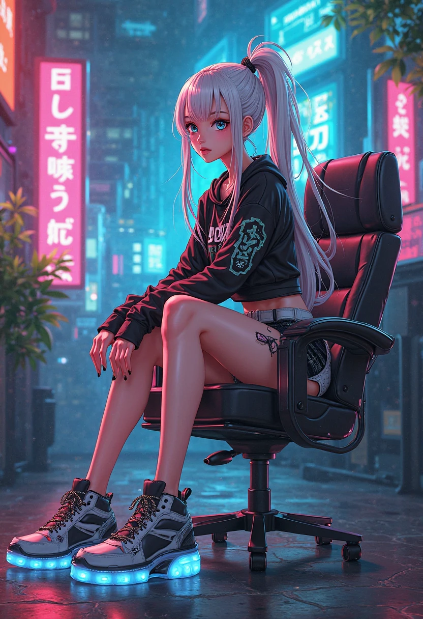 There is a woman sitting on the windowsill,overlooking a city,Cyberpunk art inspired by Ami Kojima,cgsociety contest winner,Fantasy art,cyberpunk anime girl,Cyberpunk 2 0y。 o model girl,Highly detailed shot of a giantess,real life anime girls,Fantasy cyberpunk girl,Realistic animation女孩渲染,Set on a Tokyo rooftop,Cyberpunk beautiful girl,Realistic animation