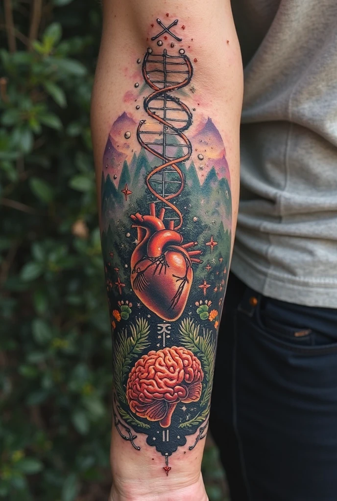 tattoo that relates intelligence, the heart, and electricity