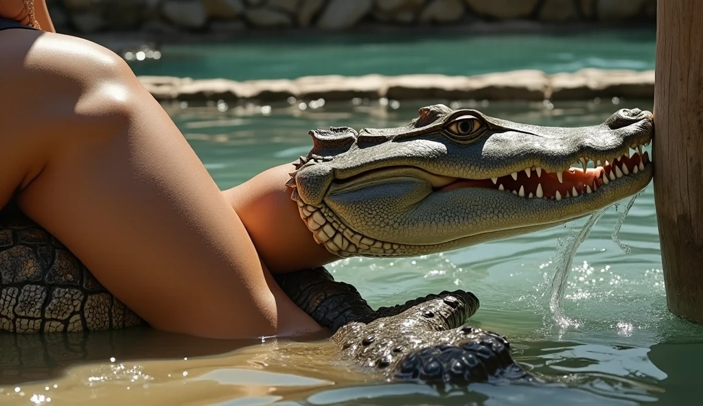 (Gwen Stacy ((nude)) sparse pubic hair) full body, fucking (one (lizardman with penis (wearing lab coat)) full body on a deserted beach