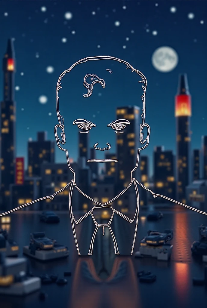 RAW Photo, Detailed portrait, (Outline of bob_dobbs:1.5), (line work only:1.3), light painting, abstract, stylish, green light painting, (urban background, night:1.3), long exposure, ISO, f/8 <lora:bob_dobbs-n47-v1:0.8>