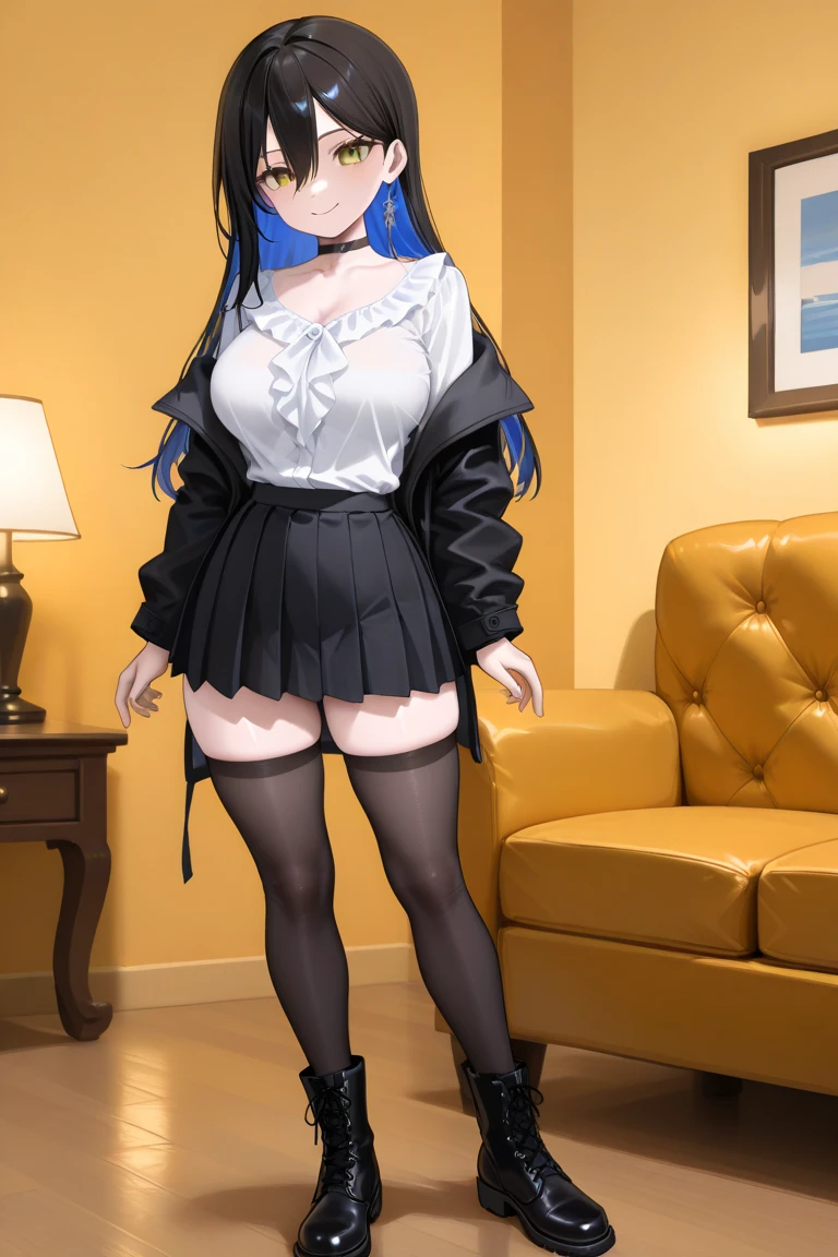 Futanari、Long penis、thick penises、Self、Blue-haired、Red eye、One long braid、Small glasses、Maids、美しいMaids服を着た少女,美麗なMaids服を着た女の子, 完璧な青いMaids服の女の子, Girl with hanging eyes,