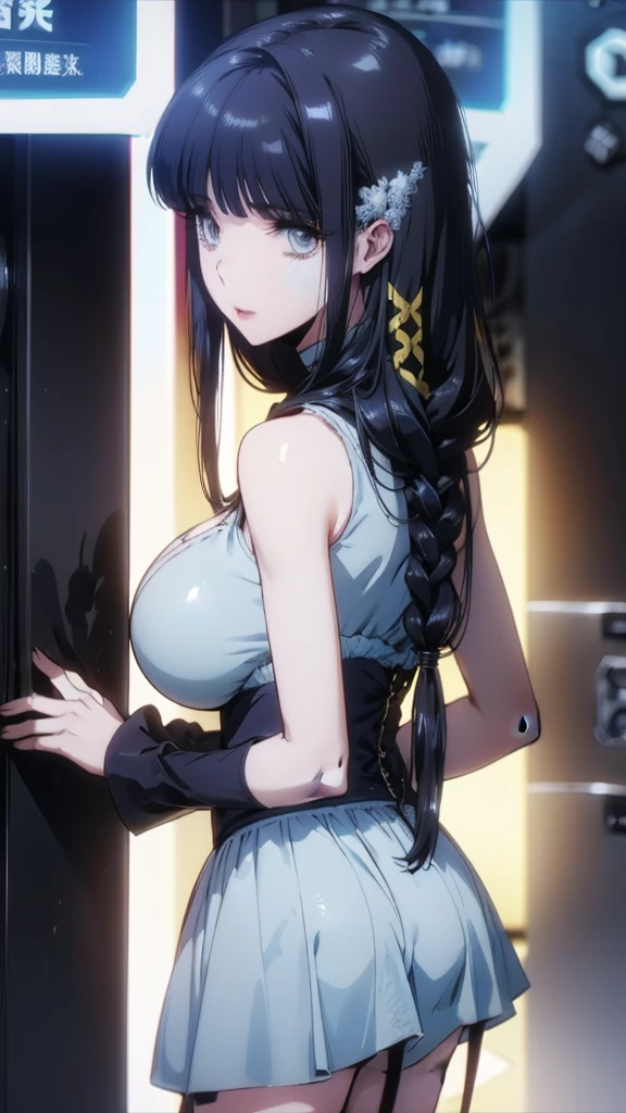 (8k, best quality, masterpiece:1.2), (realistic, photo-realistic:1.37), ultra-detailed, 1 girl,cute, solo, (tifa lockhart), (huge breasts:1.5),(beautiful detailed eyes), (smile:1.2), (closed mouth), erotic pose, dancing, neon lights, cityscape, depth of field, dark intense shadows, sharp focus, cars, motion blur, motor bikes, depth of field, good composition, green glowing light, Final Fantasy VII, (purple silk dress:1.3), (black choker with bow) full body, head rest, lips, pretty face, low-tied long hair, dark eyes, ((red eyes:1.3)), (night:1.3), intricate, bokeh, cinematic lighting, photon mapping, radiosity, physically-based rendering, (Tetsuya Nomura style), nsfw, perfect breasts