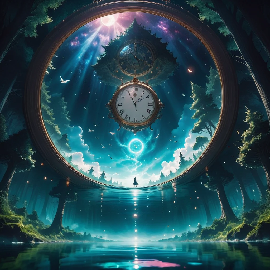(masterpiece, best quality:1.2, 8k,16k,high-resolution,(Dark Forest:1.3),(ultra clear,ultra clear colors),fantasy world、can see things you can't see with light floating in the dark,(giant deep-sea creatures swimming in the sky:1),(Dark Forest:1.3),(transparent Big mirror clock:1.3), what you can't see in the light can be seen floating in the dark in the dark, yesterday is tomorrow in the dark of the forest pitch-dark forest
Fish are in the sky ,birds is splashing into the water and the mirror sings a completely dark forest is a strange place it's been completely dark since morning
If you listen, you won't hear anything (if you look at the clock, it goes upside down:1.5) A completely dark forest is a maze of the mind fast is slow completely dark forest
Everyone knows where it is nobody knows where it is the pitch black forest keeps moving
A completely dark forest near and far
A completely dark forest close and far