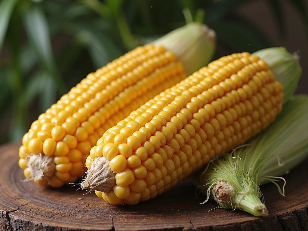 Harvested potatoes and corn