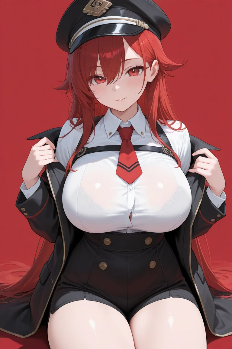 Anime woman in suit and tie with a dragon in the background, dragon - inspired costume, by Yang J, Human and dragon fusion., Japanese cute demon girl, pretty girl in Demon Slayer art, epic and elegant portrait, trend in artstation, by Oliver Sin, crimson suit, black and red suit, highly detailed exquisite fanart, vampire huge breasts