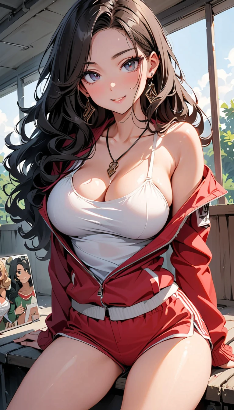 (highest quality:1.2, Anime artwork, Very detailed, High Detail, digital coloring, High Contrast, masterpiece:1.2, highest quality, Best aesthetics), 8k,masterpiece, cute,tall,beautiful,best quality, 1lady,black hair,long hair,empty eyes, (finely detailed empty pupils and detailed face),,,,extremely detailed cg unity 8k wallpaper,solo,(latex military costume:0.9),large breasts,seductive smile,military hat,latex thighhigh,large breasts,black hair,pink eyes,pink leotard,pantyhose,military coat,enamel suits,grossy lips,sitting,bust shot,sadistic smile,,heel,shiny skin,military coat,detailed face,beautiful body,full-body,adult,