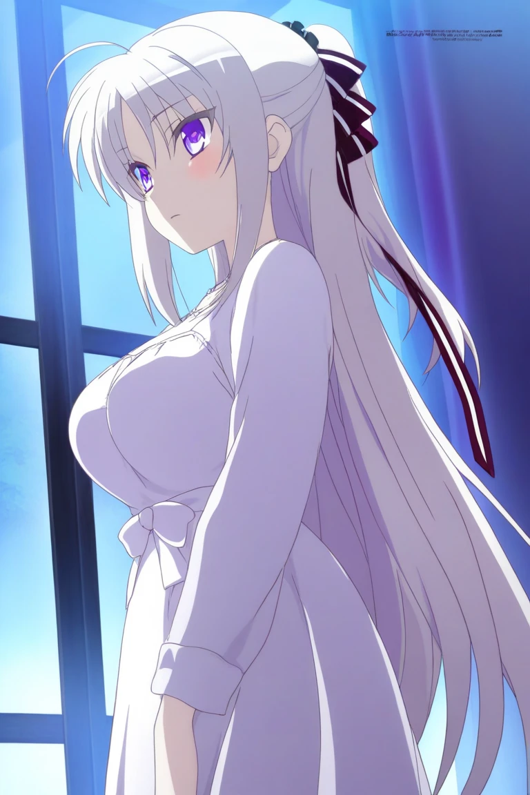 Realistic, 1 girl, Emilia Lee:zero, Crown Blade, Flower Hair Ornaments, ×Hair accessories, Gray Hair, Long Hair, Purple eyes,  particles of Light, Light, wallpaper、Spread your legs wide、Super Low Angle、Very detailed、No underwear、masturbation behavior、Blushing、average breast size, Shyness expression、Best image quality, Optimal Lighting、masterpiece
