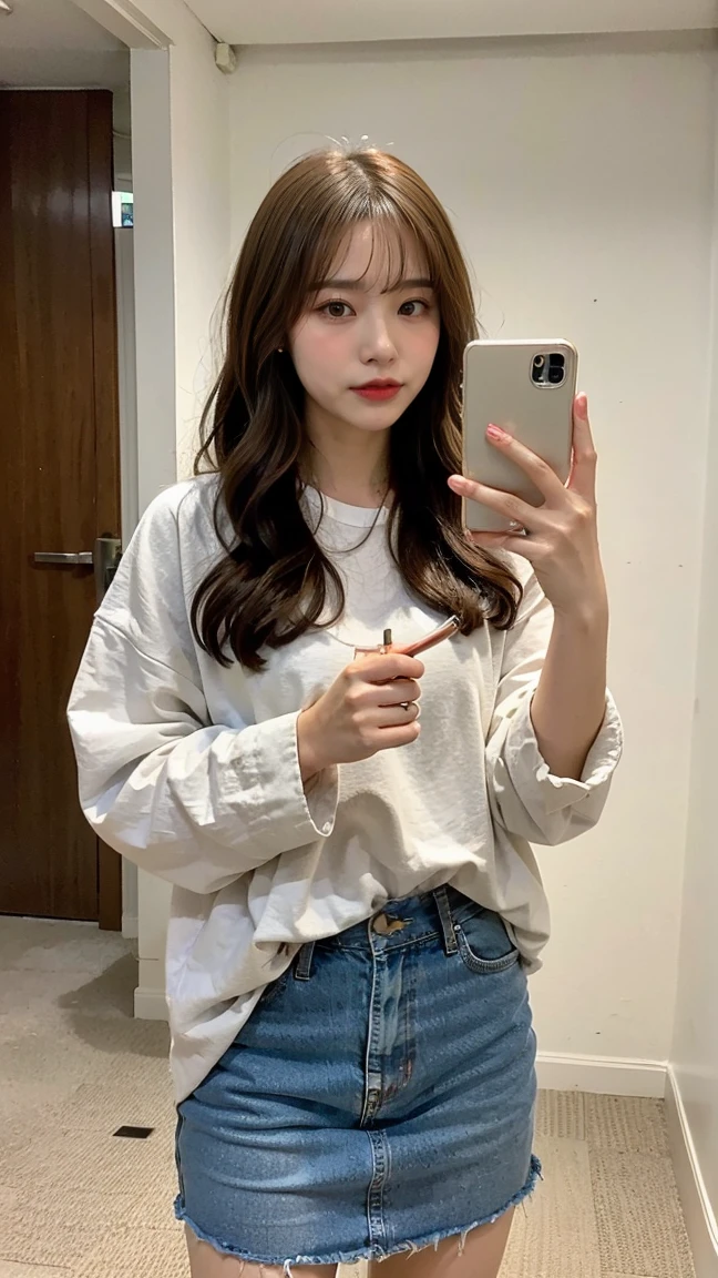 A girl in the mall walking and eating ice cream