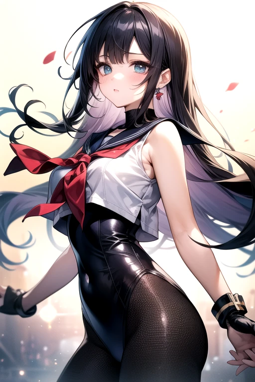 (Official art、Best Quality、Unity 8k Wallpapers、32K、 masterpiece、ultra-detailliert、High resolution,Perfect Anatomy:1.3),(natural soft light:1.2),Detailed beautiful face and eyes,cowboy shot,(focus 1woman,solo),18-year-old beauty、japanes, master of success:1.5、black hair,long hair,blunt bangs,black eyes,(smaller head:1.4, ideal ratio body proportions:1.5,skinny:1.2,t small breasts:1.2),(School uniform:1.3、shortsleeves、a sailor suit、pleated mini skirt、Fighting Gloves:1.5)、(Fighting figure),((standing split:1.5、straight legs、)),Loafer shoes、outside of house、Street Fight、