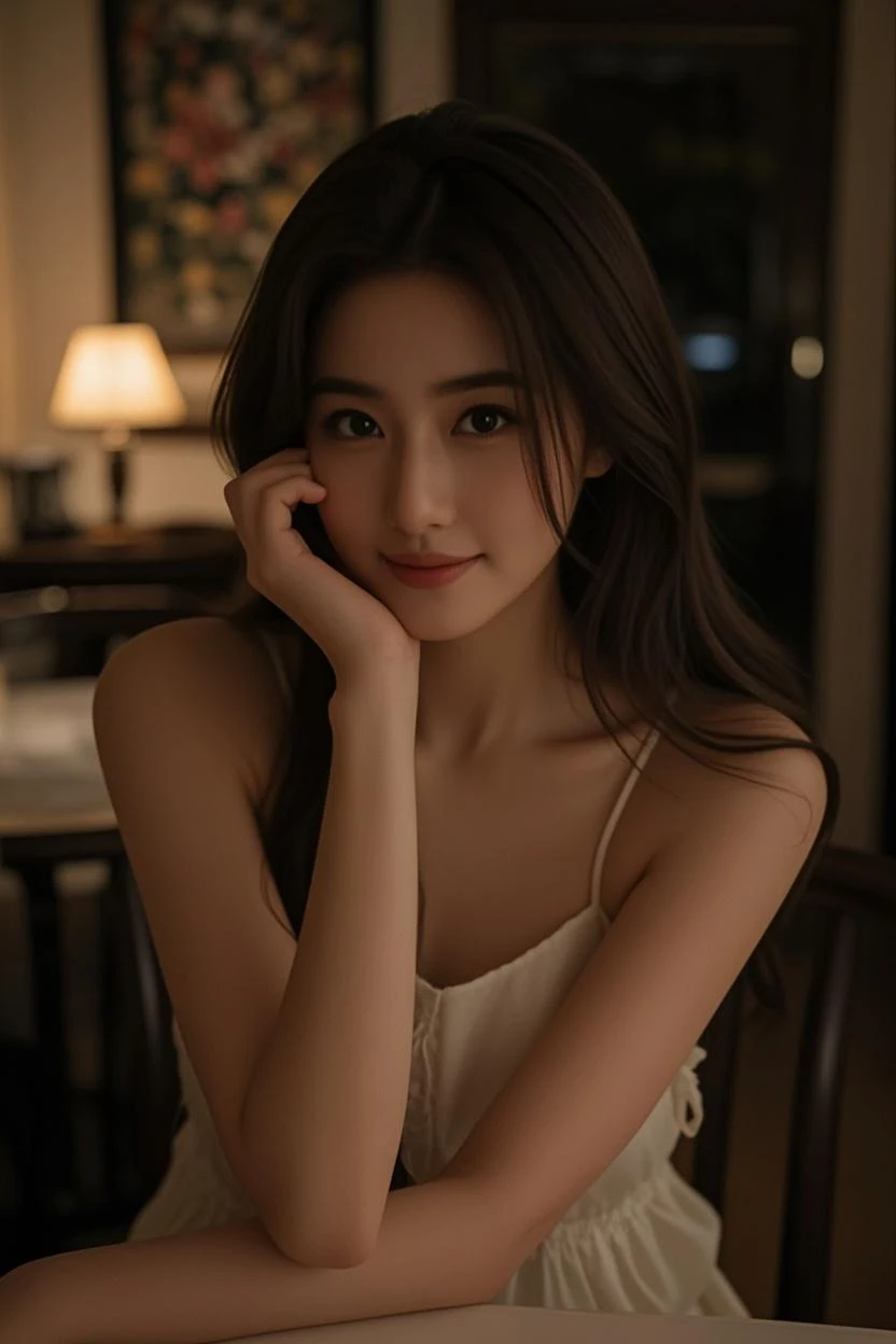 (8k, highest quality, masterpiece:1.2), (Realistic, photo-Realistic:1.37), Very detailed, 1 girl,cute, alone,Beautifully detailed skies,Detailed Cafe,night,Sitting,Date,(Red nose),(smile:1.15),(Mouth closed) Small breasts,Beautiful fine details,(topless,,Small breasts,:1.1), night, ,topless, rain,, (bob hair:1.2),Floating Hair NovaFrogStyle,Small breasts,topless,Small breasts,