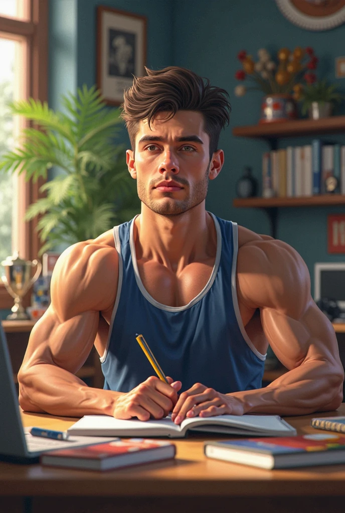 malay guy, bare torso, muscular slender body, grey brief, sitting inside college dorm, both hands show middle finger, sweaty, manspreading, handwritten text "twink destroyer" with an arrow pointing straight to his brief with massive cock inside, wearing glasses black frame