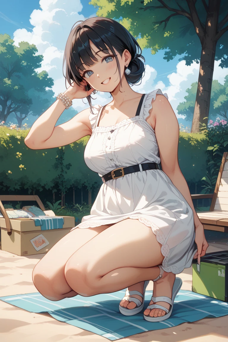 (masterpiece:1.2, best quality), 1lady, solo, upper body, big tits, In the picture, In the picture, a woman is seen wearing a flowy sundress with a floral print that exudes a feminine and playful vibe. The dress has a V-neckline and spaghetti straps, and it falls just above the knee, suggesting that it is appropriate for a summer day or a casual outdoor event.
The woman has paired the dress with a pair of strappy sandals, which complement the dress and add a touch of elegance to the outfit. She is also wearing a wide-brimmed sunhat, which not only protects her face from the sun but also adds a stylish element to the look.
The setting of the picture is likely an outdoor garden or park, as the woman's outfit and accessories are appropriate for such a setting. She is carrying a woven straw tote bag, which adds a touch of practicality to the outfit while also being trendy and stylish.
The woman's makeup is minimal and natural-looking, suggesting that she values simplicity and natural beauty. Her hair is styled in loose waves, which add a touch of femininity to the look.
Overall, the picture portrays a woman who enjoys expressing her feminine and playful side in a casual outdoor setting. Her outfit and accessories suggest that she values comfort and practicality while still maintaining a stylish and trendy appearance.