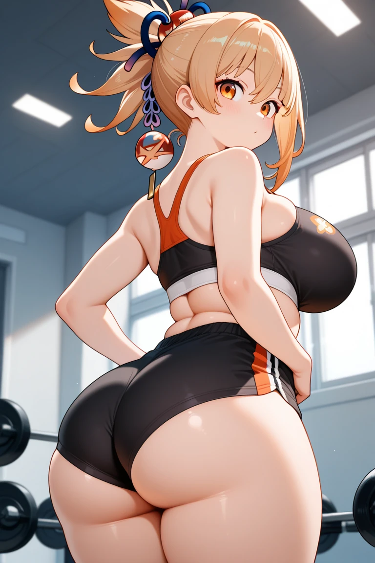 Curvaceous but slender、Muchimuchi Body、Muscle Training Girls、Physical beauty、disheveled hair、Unique fashion、Unexpected camera work、Unique camera work、(top-quality、hight resolution、8k、​masterpiece:1.2)。Muscular short-haired woman in beautiful rough clothes、I train during training sessions at a muscle training facility。Muscles are trained arms and back、Stand out on the legs。Her sweat is a testament to hard work、The contours of the muscles are beautifully revealed.。The lighting in the training room where you can see the night view of one of the rooms of the skyscraper is、Give her a soft glow like a Hollywood actress、Her dedication and determination are felt。She is pushing her limits with a powerful expression.。however、In the immediate vicinity of it is、There is a vicious perverted macho gentleman who targets her.、I'm close to her and I'm groping her body.。