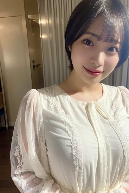 Cute Girls Blonde short hair upper body smile bright Summer clothes, selfie, diagonally above, head, shoulders