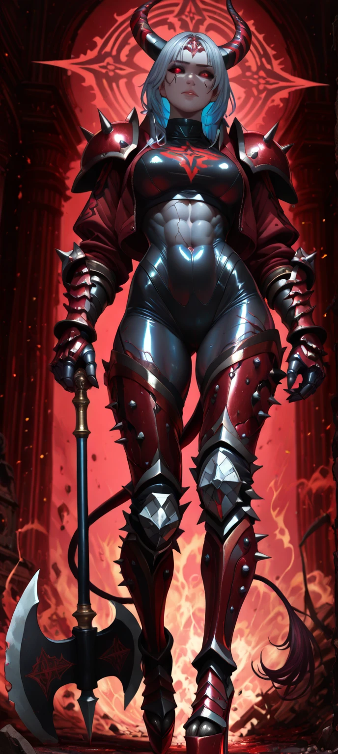 a close-up of a person with a body full of blood, muscular woman,strong blood body, muscular and scary, Full-body close-up, strong and imposing, muscular warrior women, fat ripped satanic creature, inspired by Rob Liefeld, a very beautiful berserker woman, Mark Brooks detailed, rossdraws e boris vallejo, fat ripped satan
