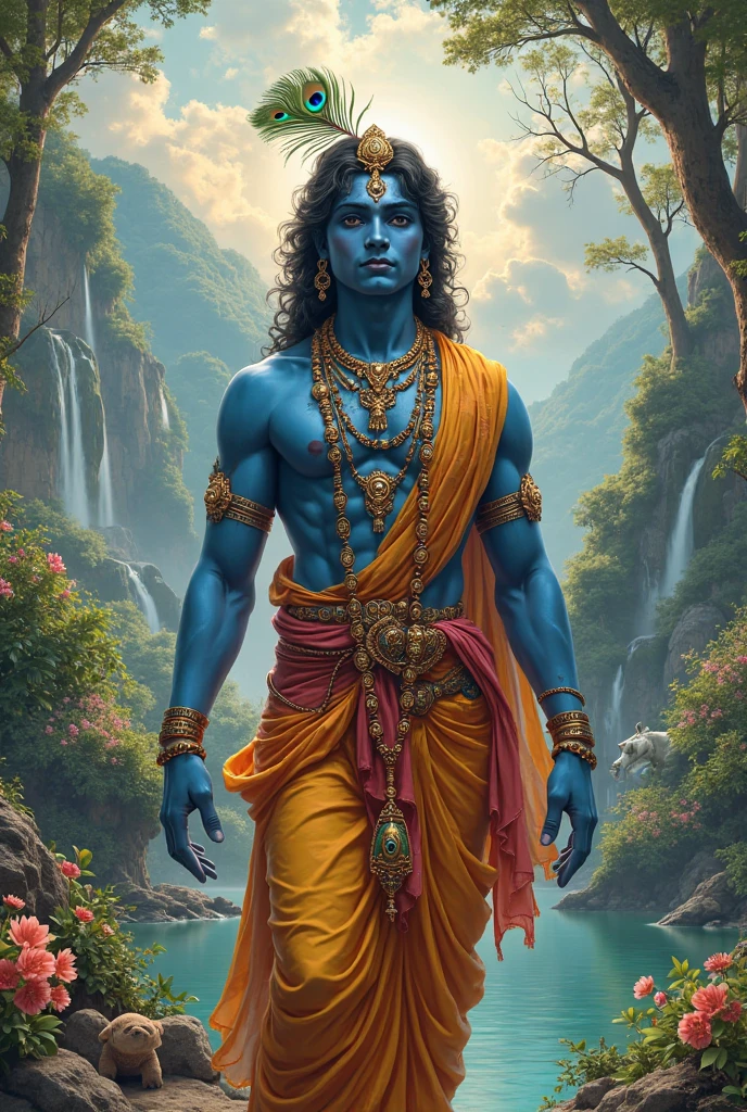 create a 3D realistic picture Lord Krishna