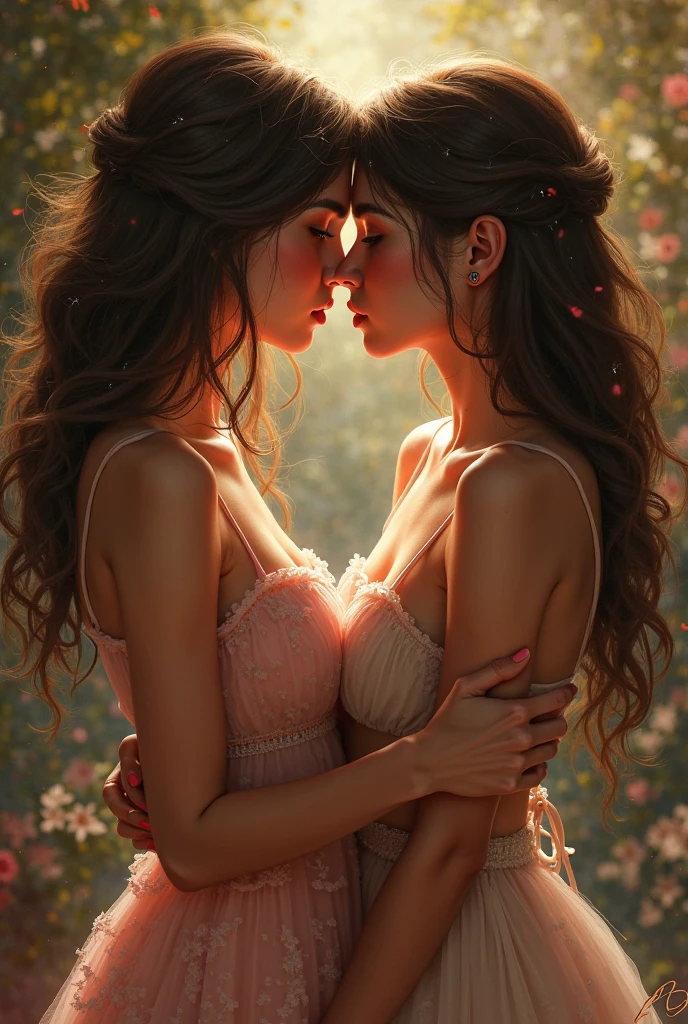Femmes s embrassent