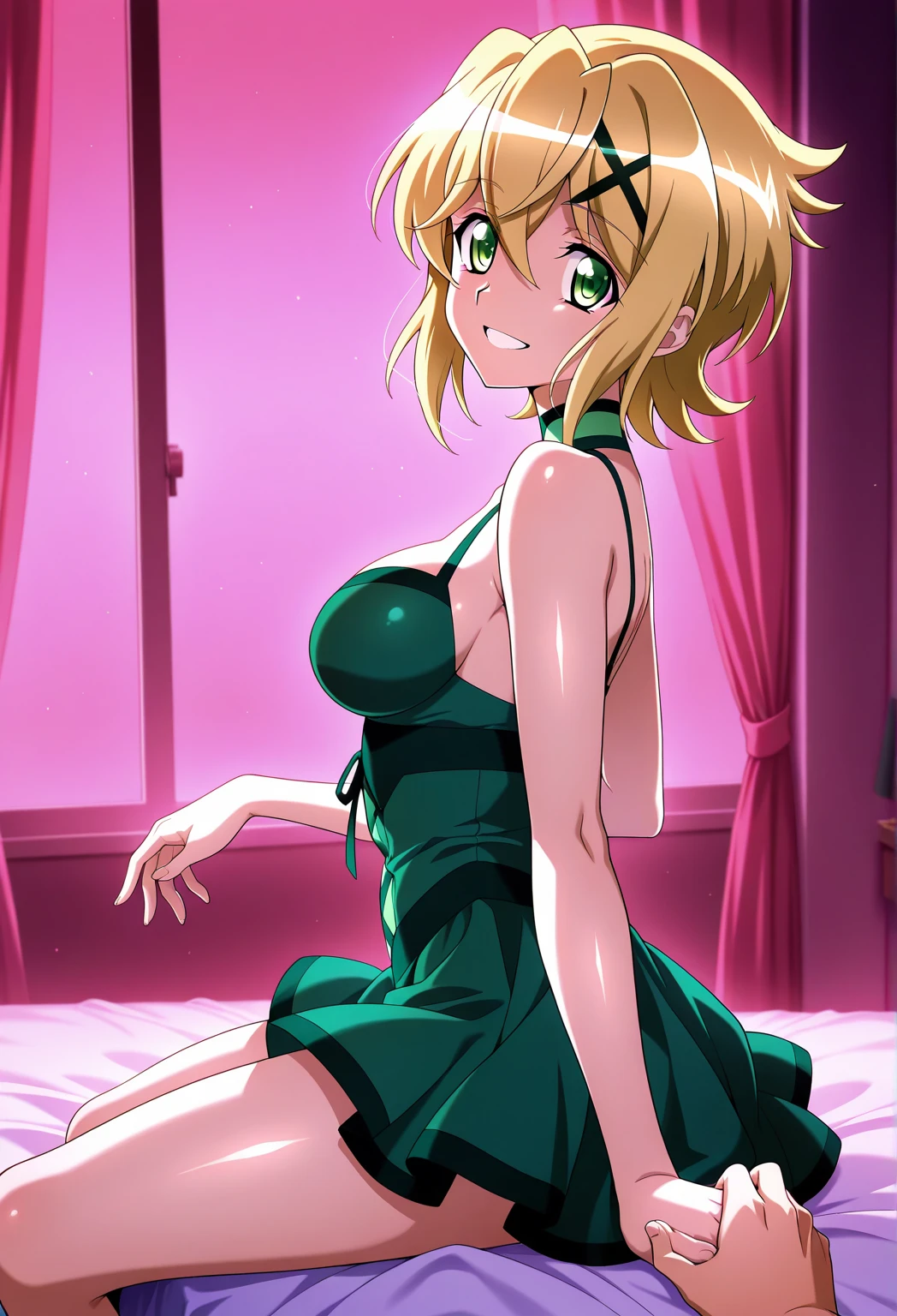 masterpiece, best quality, 1girl, solo, (Hosokawa Miki:1.4), (Green eyes:1.4),bangs, medium breasts, strong yellow hair,short hair\n, ((Masterpiece, best quality,edgQuality)),
edgWrap, woman wrapped in ribbon,bow knot, a woman posing for a picture ,wearing edgWrap