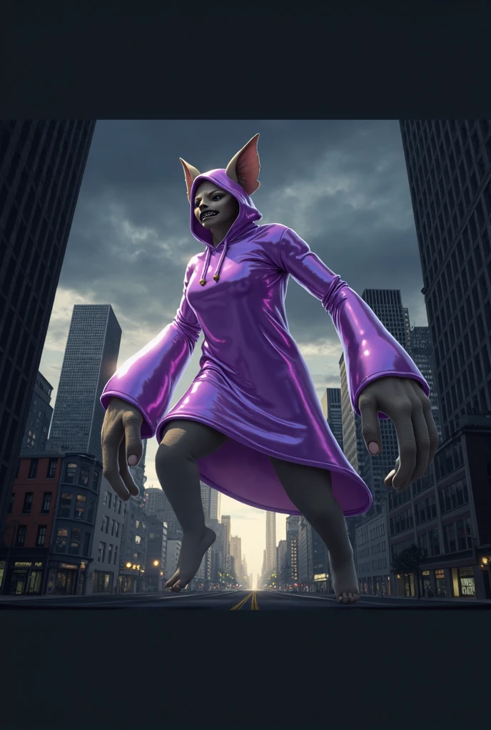 Moxxie female. Ape hybrid. Huge tits. bare feet. Huge feet. Short Naked hairy body. Ruined City. Standing. Cumming.