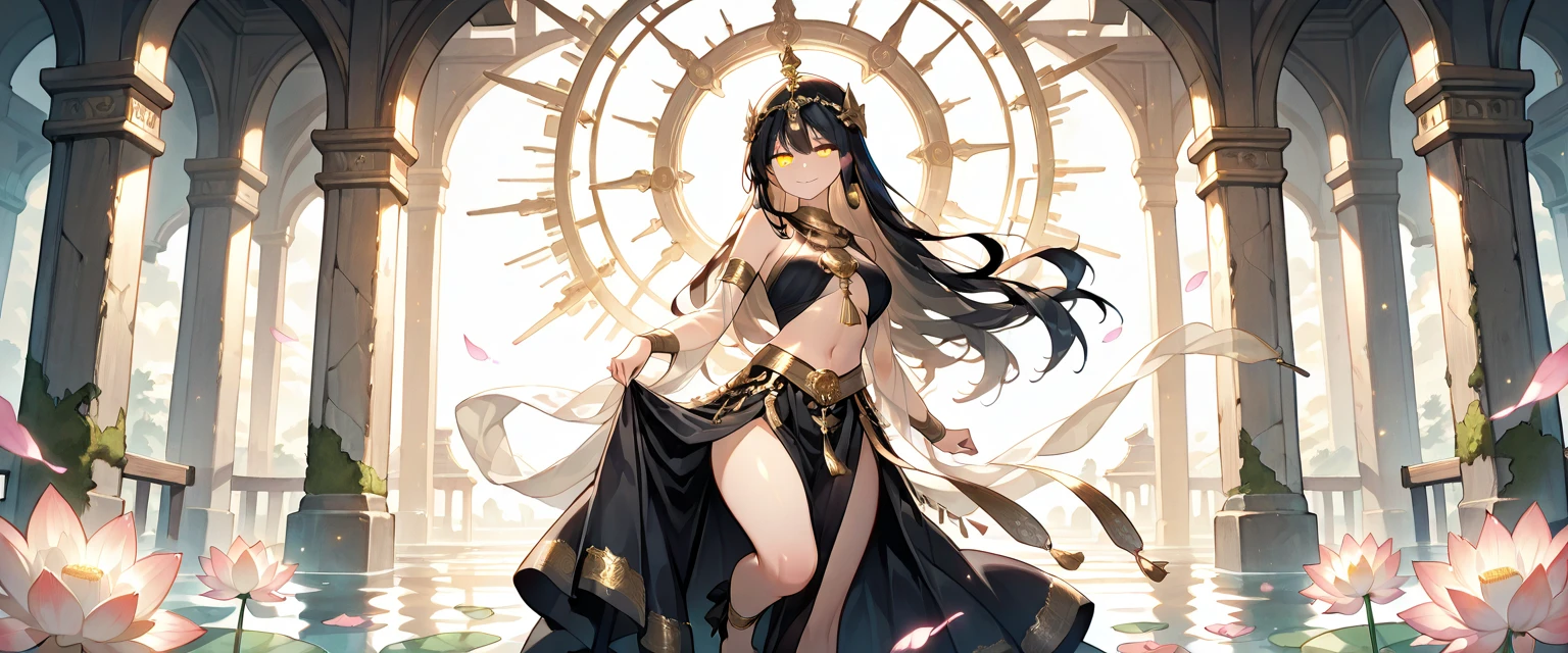 tmasterpiece,best qualtiy,(Very detailed CG unity 8K wallpaper)(best qualtiy),(Most Best Illustration),(Best shadow)Nature',Sexy big breasts,cabelos preto e longos,Dressed in Egyptian style,fleshy feeling,Carefully depicted hands
