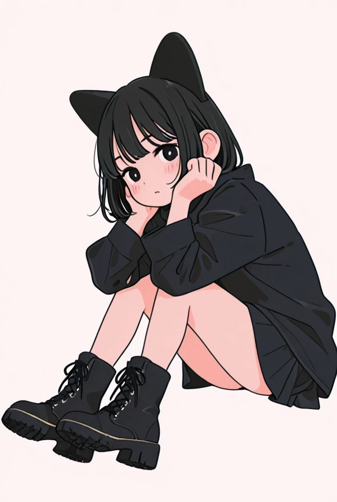 Black hair Park Devilish smile Panties in full view Little girl 14 years old Cotton panties Squatting facing the front Calling