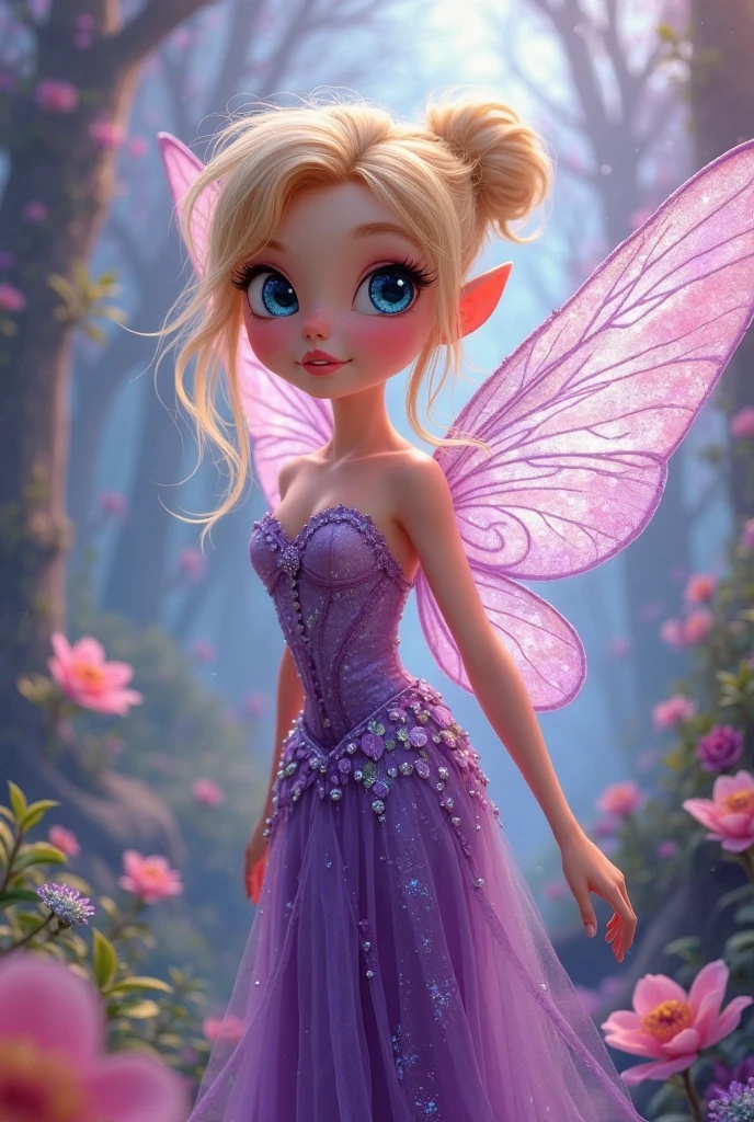 a chico feminizado in a thinkerbell cosplay with mini-skirt and high heels, cute girl, femboy, adorable, sweet girl, beautiful detailed eyes, beautiful detailed lips, extremely detailed eyes and face, long eyelashes, intricate details, fantasy, illustration, digital art, vibrant colors, soft lighting, romantic, whimsical, fairy-like, pastel tones, delicate
