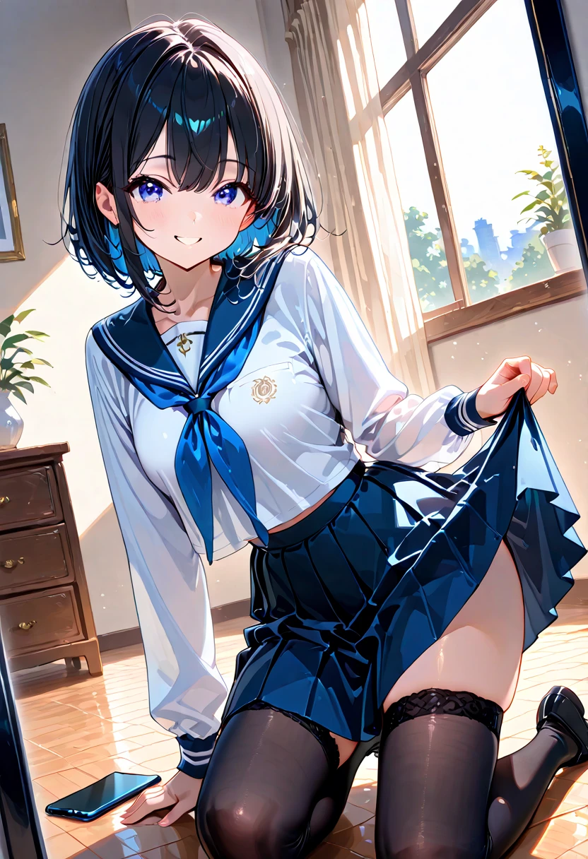 One Girl, Shiny skin, 最high quality, (Game CG:1.4), Browsing Caution, Beautiful face and eyes in every detail,Big Tits、Small lingerie, Severe, Big ample breasts、((最high quality)), (Very detailed), (Very detailed CG 統合 8k 壁紙), Very detailed, High resolutionのRAWカラー写真, Professional photography,from the front, (((White lace sheer panties)))、I can see your face、(((A regretful look))),(((Embarrassed face)))、(((Are crying)))、(((Anguished expression)))、Glaring, Angry、(((Her white panties are visible through the)))、((White underwear pattern))、Dancing、((((She is embarrassed that the audience has seen her panties))))、 (((She forgot to put on her underwear so her underwear was completely visible))), (((The audience is happy to see her panties))), (((A crowd of spectators point their cameras at her panties))), ((Nipples are visible))、Full Shot、(((Her skirt is flipped up))),(born, 最high quality, masterpiece:1.5), (Realistic, Intricate details:1.2), 超High resolution, (high quality, High resolution, The finer details), alone, Curvy Women, blush, Sweat, Oily skin, Shallow depth of field,(masterpiece、最high quality、High resolution、Unity 8k wallpaper、Very detailedCG:1)、(Awareness-raising:1.0)、One Girl、最high quality、8Kmasterpiece、((software)), ((multiple girls)), (18-year-old female, Beautiful detailed woman, policewoman),( Blue Hair),(short hair),White and thin uniform,Blue micro mini skirt), ((With a shy look:1.5)), Huge breasts, Hard nipples, Slim Waist, Thick thighs, Ultra mini skirt, ((Black Pantyhose)), (((I'll lift my skirt to show you my pantyhose))), ((Leg spread)), (Please open your legs),, look down,((Skirt Lift)),(((Boldly flip up the skirt)))