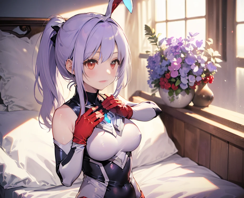 ((Highest quality)), ((masterpiece)), ((detailed)), (4K), an anime girl with some bunny ears holding up her underwear, 1girl, 独奏, pantyhose, x hair ornament, nipples, breasts, long hair, indigoblue hair, animal ears, leotard, rabbit ears, fishnets, detached collar, looking at viewer, pink nails, playboy bunny, grin, large breasts, handcuffs, fishnet pantyhose, black leotard, bangs, open mouth, bow, blush, clothing cutout, mole