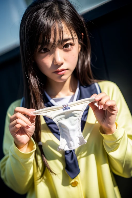 (Absurd:1.3),8K,(Detailed Photos:1.5),(Detailed face and skin:1.3),(Ultra-high resolution:1.5),(Realistic:1.5),Symmetrical clear eyes,Well-groomed face,(Ray Tracing:1.3) ,One girl, Japanese,high school girl,(wearing Japanese high school uniform:1.3),(Navy High School Uniform:1.3), break (Panties as a gift),(Detailed light green silk panties:1.1),masterpiece, Highest quality, Very detailed,classroom,Black medium straight hair,Focus Panties,Cinema Lighting,(Blushing:1.3),(Panty stains:1.4),