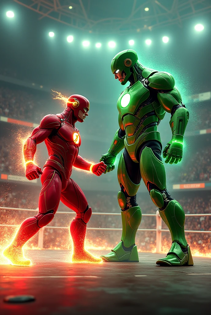 A superhero boxer fighting aliens in the streets