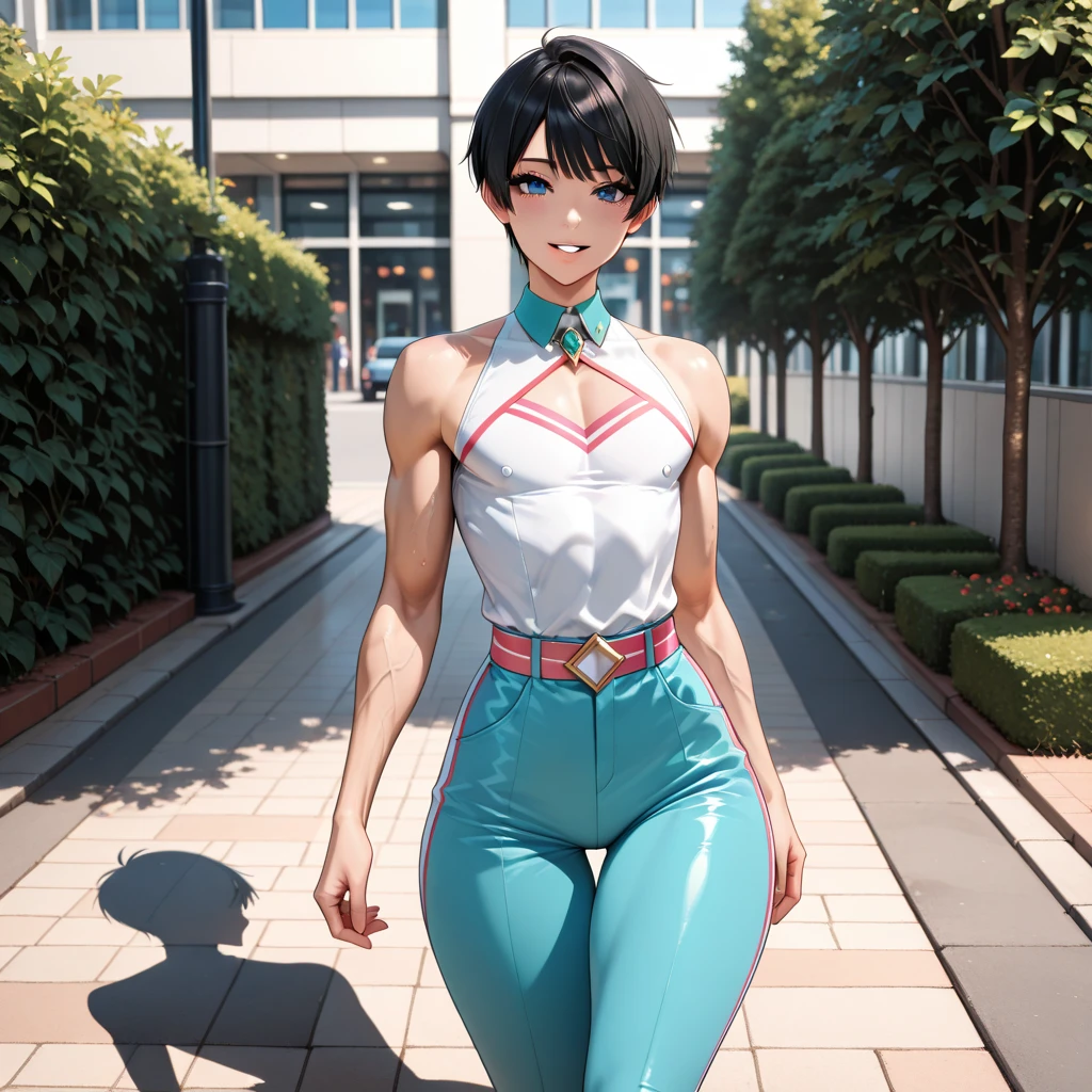 Mizuno Ami as a boy、Man in blue leotard、clothing:Light blue leotard、Short blue hair boy、Blue-eyed boy、Leotard、Boy wearing a leotard、Rogue Anime Boy、Wearing a leotard、Anime Male Full Body Art、Leotard、leotard sleeve with an longsleeve、leotard bottom with an high leg、Gymnastics Leotards、Beige pantyhose、Beige Half Shoes、smile、boy、Beautiful boy、Handsome boy、Blue Hair、Muscular boy、erectionpenis、a fully erect penis、perfect body、perfect hands、perfect legs、