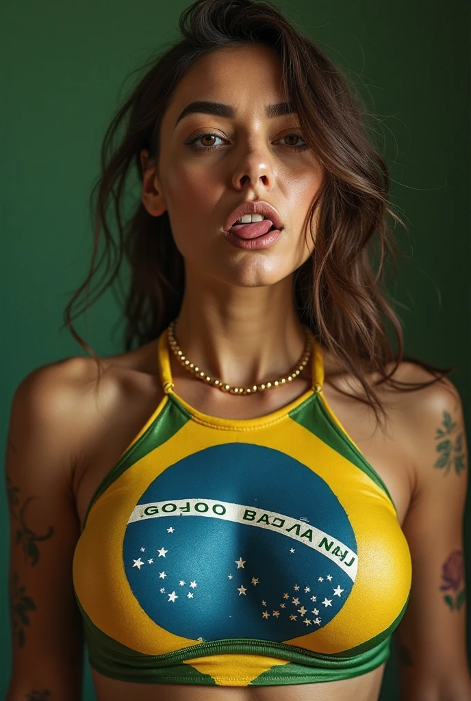(((Beautiful punk woman)))) with a coloured Mohawk and shaved underside hairstyle, (((((brazilian bikini))))), piercings, tattoos , intense eye contact, face and upper body image, ((((full body)))), ((bedroom)), ((((up boobs)))), (((medium boobs))), (((open mouth)))