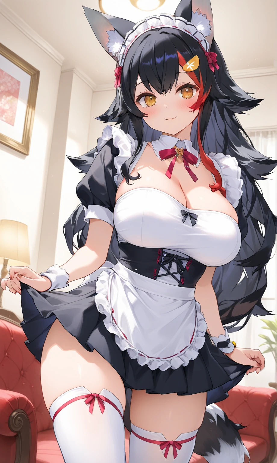 table top, highest quality, figure, super detailed, delicate details, High resolution, 8k wallpaper, 完璧なダイナミックな構figure, 美しくfine eyes, natural lip, high heels), (((huge breasts :1.5, and saggy breasts:1.5))), cleavage, random sexy pose, whole body, super delicate face, (((dazzling white skin))), moist lips, (very long hair), innocent big eyes, fine eyes, ((非常にfine eyes)),(((bed、bedに寝転がる)))、 30 generation women、mom、(((white apron)))、white apron、Maid clothes、apron with frills、((long breasts:2.0))、