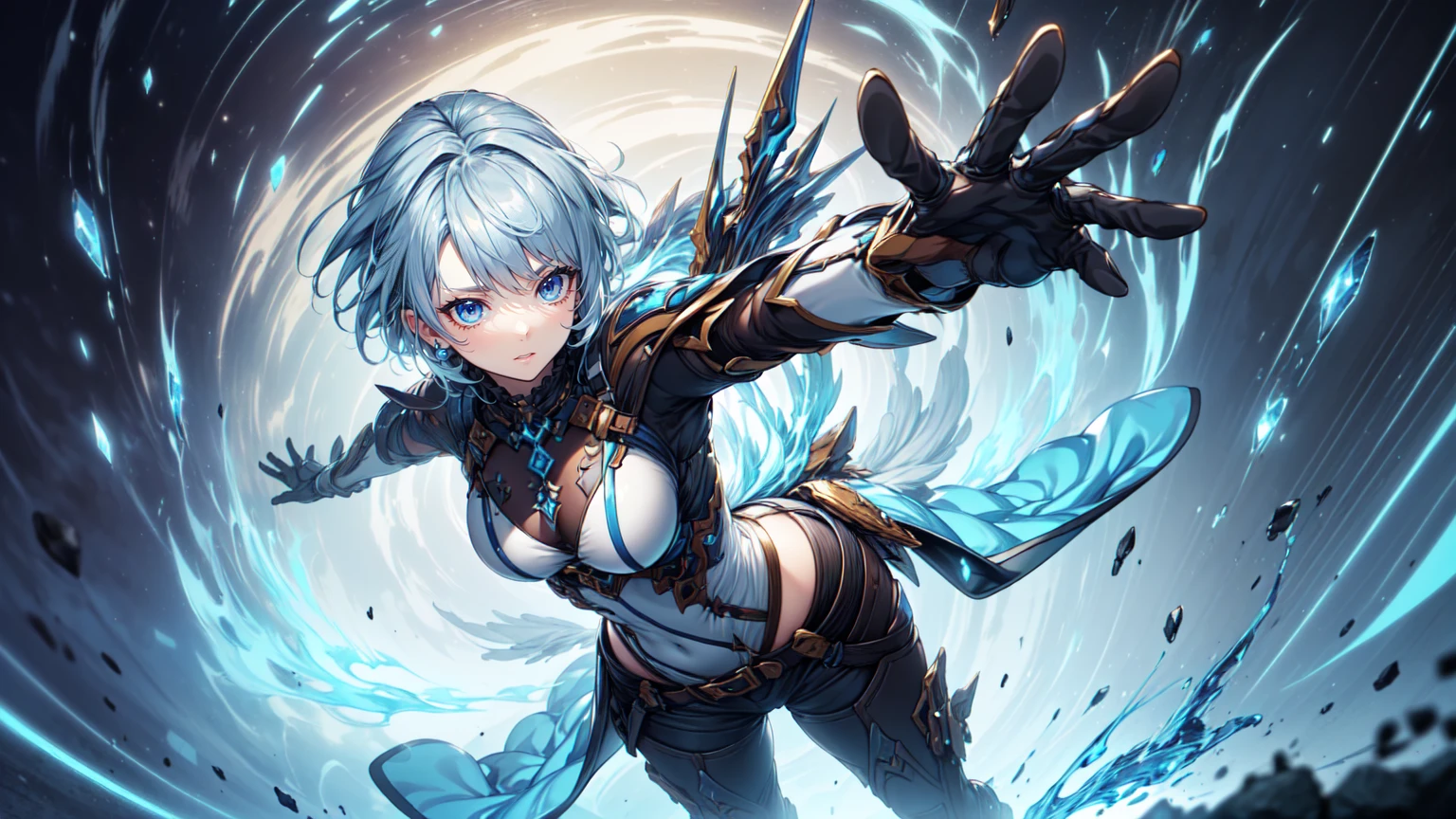 ((best quality)), ((masterpiece)), (detailed), 1 women pornstar elf dark knight, 8k_wallpaper, extremely detailed eyes, (large masterpiece digital art), (intricate details:1.3 ), (ultra-detailed:1.3), (sharp focus:1.3), (natural lighting:1.05), (vivid colors:1.3), (best quality:1.4), high quality, expressive eyes, full body, detailed face, beautiful face, perfect face, ((hair sandy white curls)), ((dragon dark silver horns)), (gold eyes), {{gray blue skin}}, ({gray blue skinned female}), big breasts, huge chest, powerful relief muscles of the abdomen and legs, powerful strong muscles of the arms, abdominal piercings, cruel predatory and cold-blooded arrogant look, a predatory smile with many fangs, open kimono of yellow and red silk, white croptop with transparent wet cloth, under the clothes the clear outlines of large pointed nipples with piercings in the form of crosses appear, torn leather pants, the outlines of a wet vagina are clearly visible, steel gloves, wet, dirty, covered in blood, walking along the road between the houses of a destroyed village, dark cruel fantasy style,