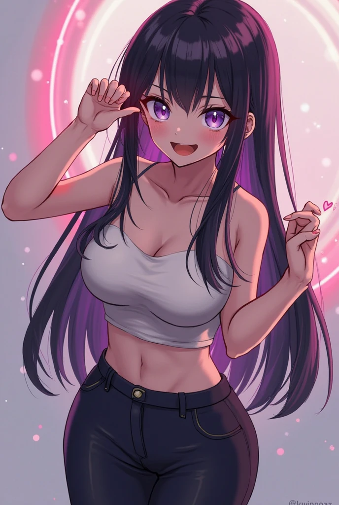black hair, hair bobble, wince, long eyelashes, solid circle eye, fake animal ears, light smile, ear blush, tooth, surrealism, cast a shadow, anaglyph, stereogram, tachi-e, throw, atmospheric perspective, 8K, Super detailed, Accurate, highest quality, nude