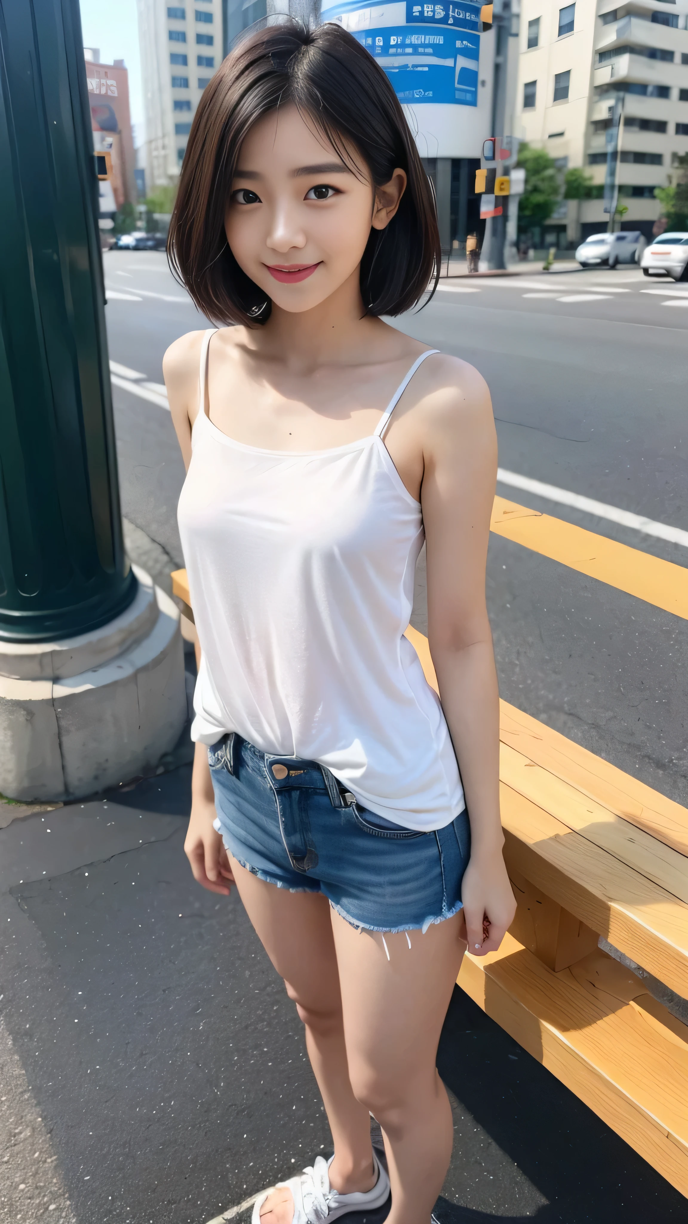 ((highest quality, 8k, masterpiece :1.3)), One girl, Small breasts、15-year-old female、Slim body、Real Stick